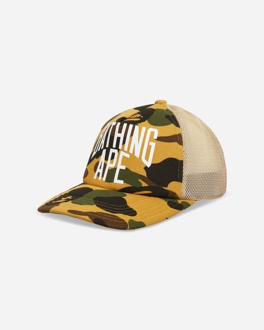 A Bathing Ape Natural 1St Camo Nyc Logo Mesh Cap for men