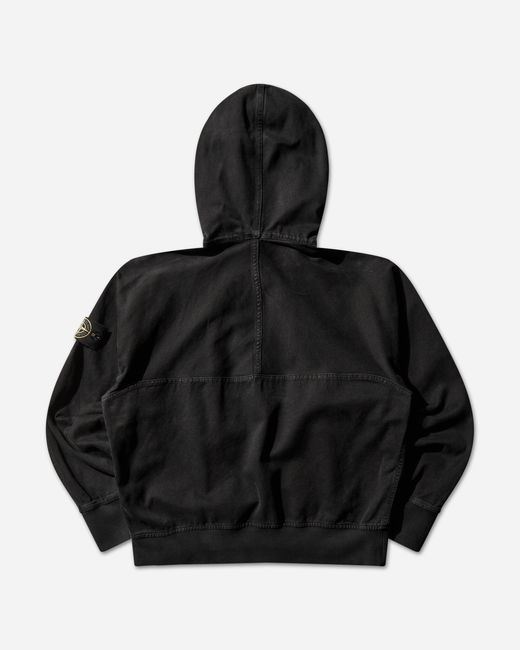 Stone Island Black Men S Organic Panama Cotton Old Effect Zip Jacket for men