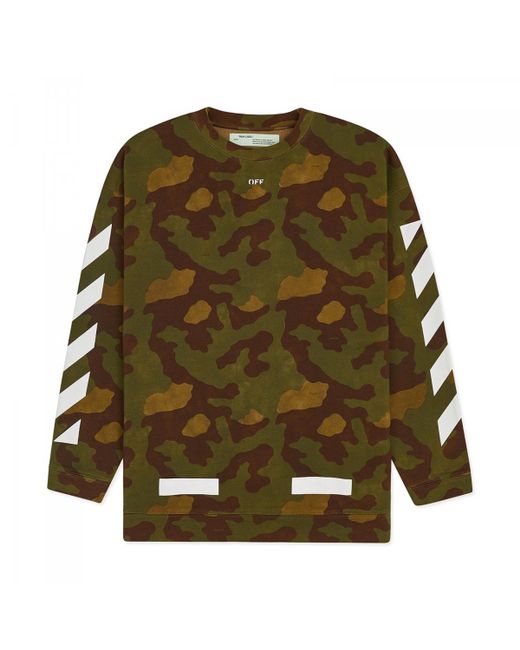Off-White c/o Virgil Abloh Green Diagonal Camouflage Crewneck Sweatshirt for men