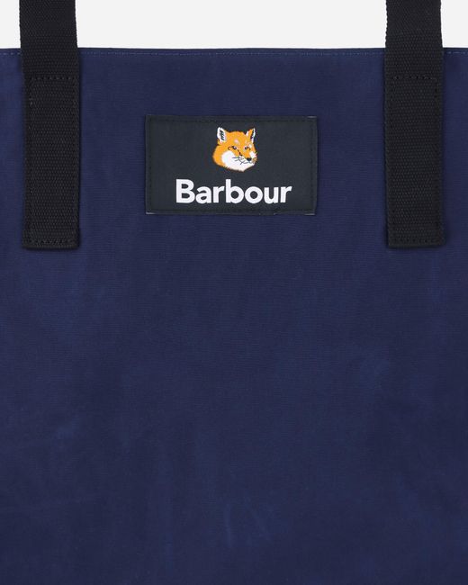 Barbour Blue Maison Kitsune Reversible Tote Bag Dark Navy for men