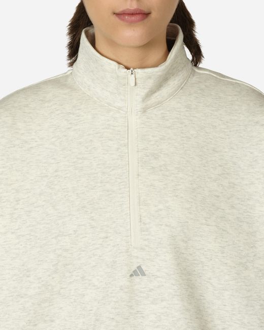 Adidas Natural Basketball Half-zip Crewneck Sweatshirts Cream
