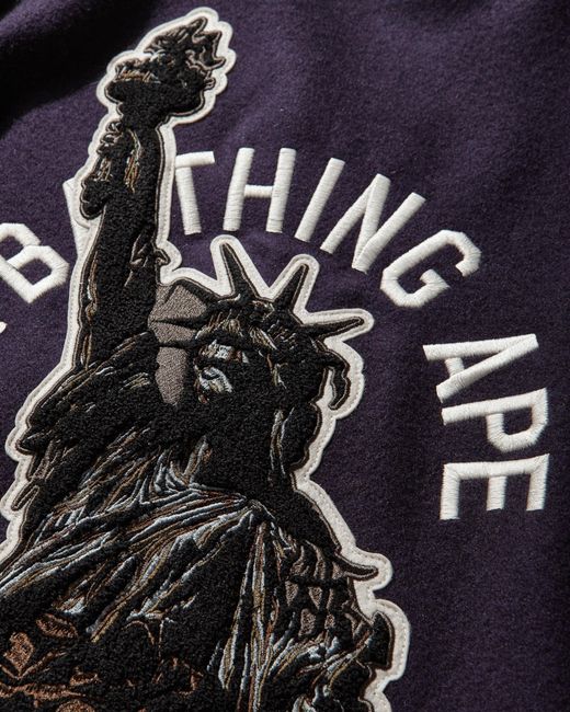 A Bathing Ape Men S Statue Of Liberty Varsity Jacket in Blue for