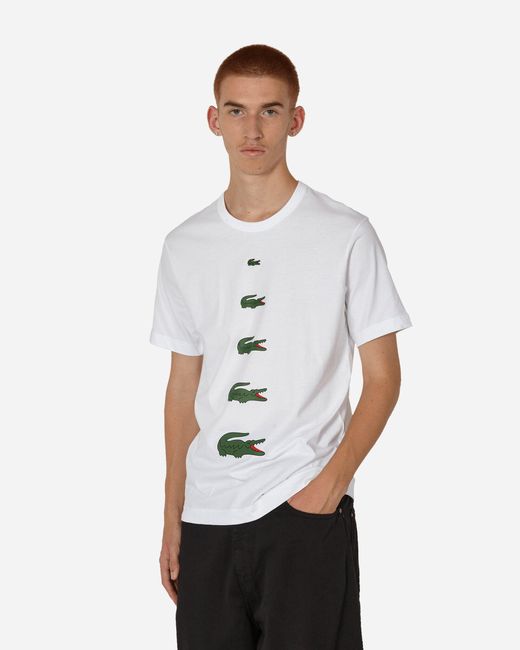 Comme des Garçons White X Lacoste Crocodile Print T Shirt for men