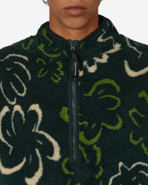 District Vision Green Half-zip Pile Fleece Jacket Bloom for men