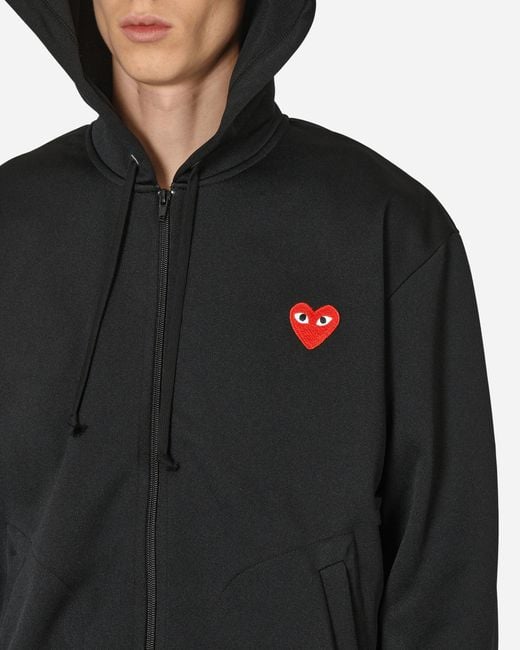 COMME DES GARÇONS PLAY Heart Zip Hooded Sweatshirt in Black for Men | Lyst