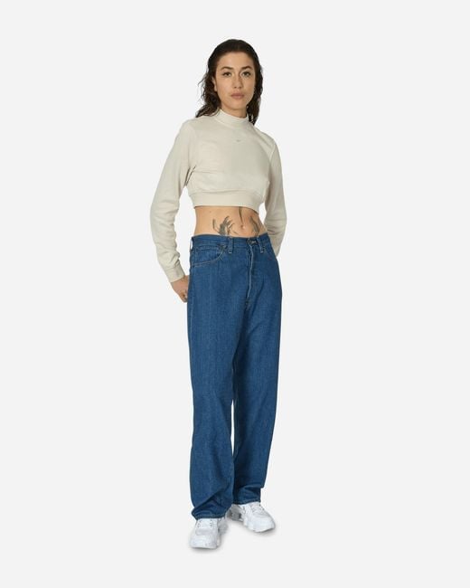 Nike Blue Crewneck Cropped French Terry Top Light Orewood