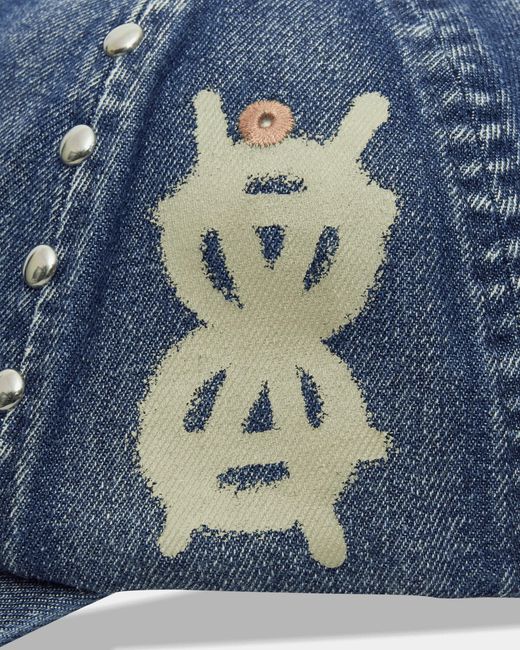 Aries Blue Studded Mega Graphic Denim Cap for men