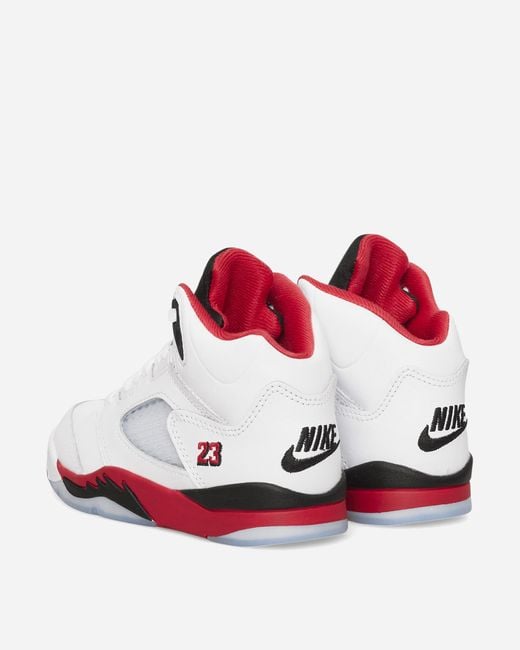 Nike White Air Jordan 5 (ps) Sneakers Fire Red Black Tongue for men