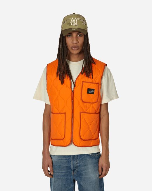 AWAKE NY Orange Quilted Nylon Shell Vest for men