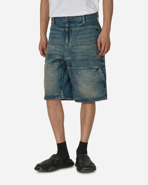 Guess USA Blue Utility Denim Shorts Used Indigo Wash for men