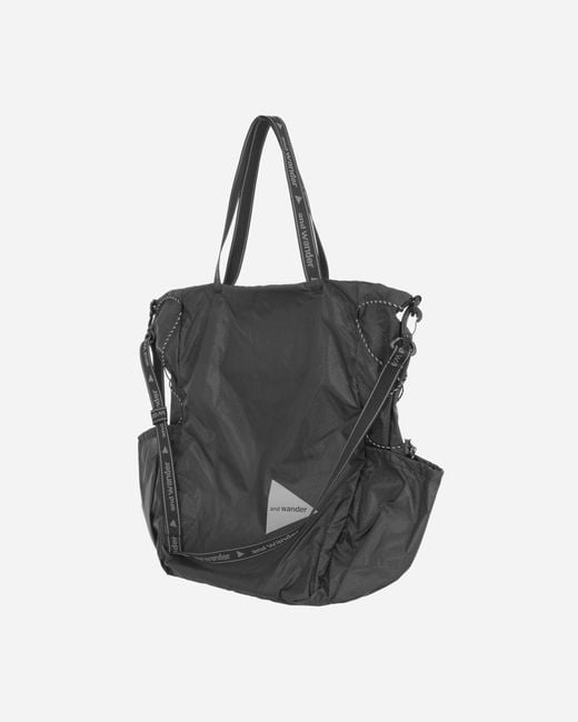 And Wander Black Sil Tote Bag Charcoal for men