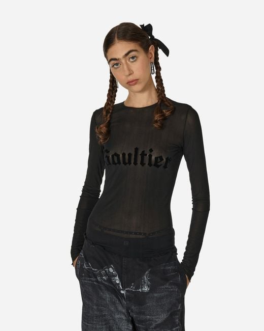 Jean Paul Gaultier Black Velvet Logo Top