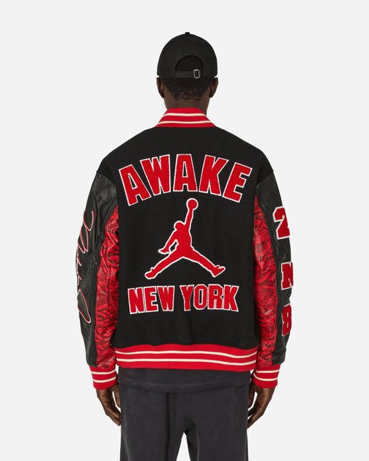 Nike Red Awake Ny Varsity Jacket Black for men