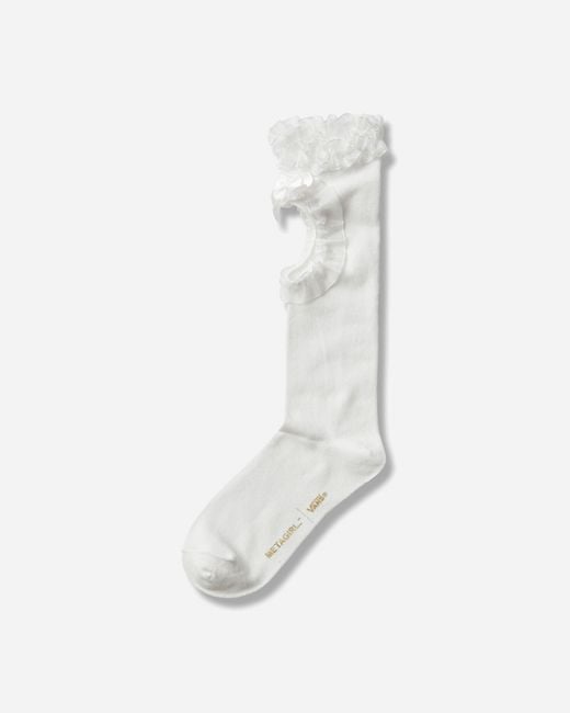 Vans White Metagirl Ruffle Knee High Socks for men
