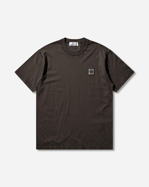 Stone Island Black Men S Organic Cotton Jersey Fissato Effect T-shirt Charcoal for men