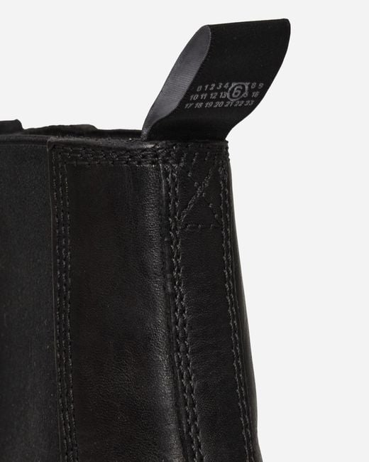 MM6 by Maison Margiela Black Leather Biker Chelsea Boots for men