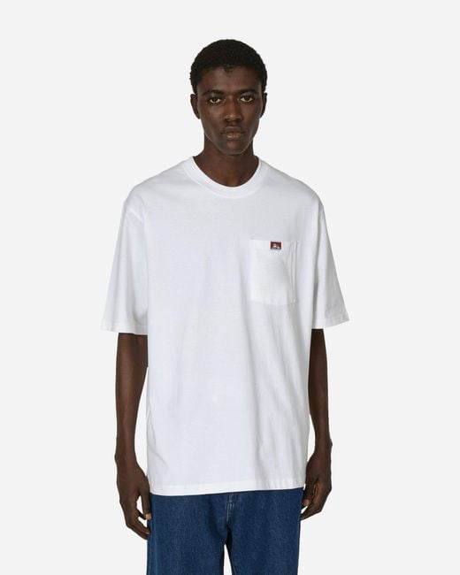 Ben Davis Work Clothes White Heavy Duty Classic Label Pocket T-Shirt for men