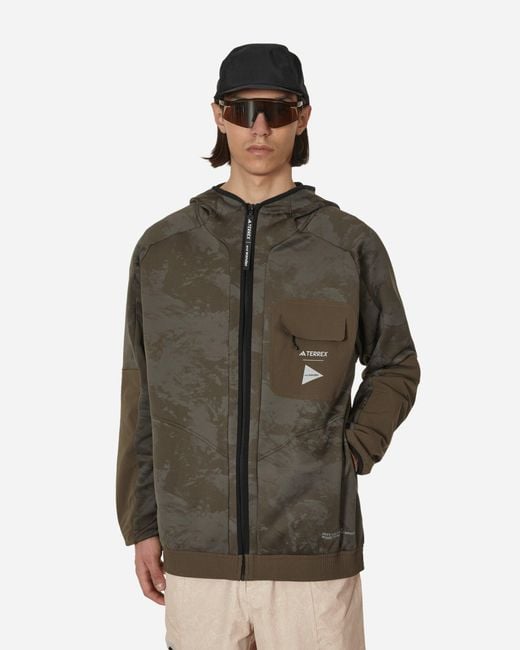 Adidas Brown Terrex X And Wander Fleece Jacket Olive for men