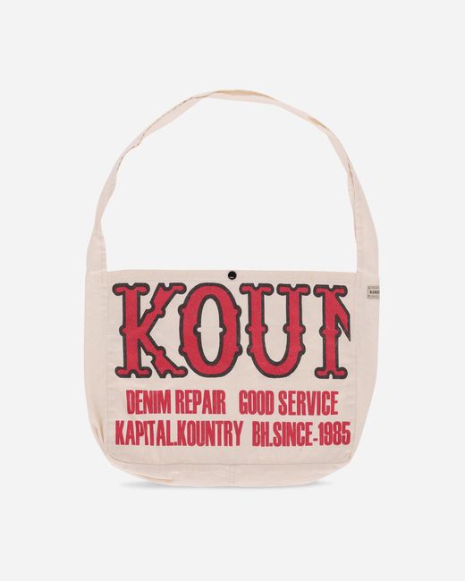 Kapital White Cotton Twill Kountry Factory Book Bag Ecru for men