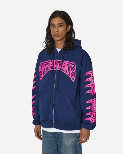 Stray Rats Blue Exo Zip Up Hoodie for men
