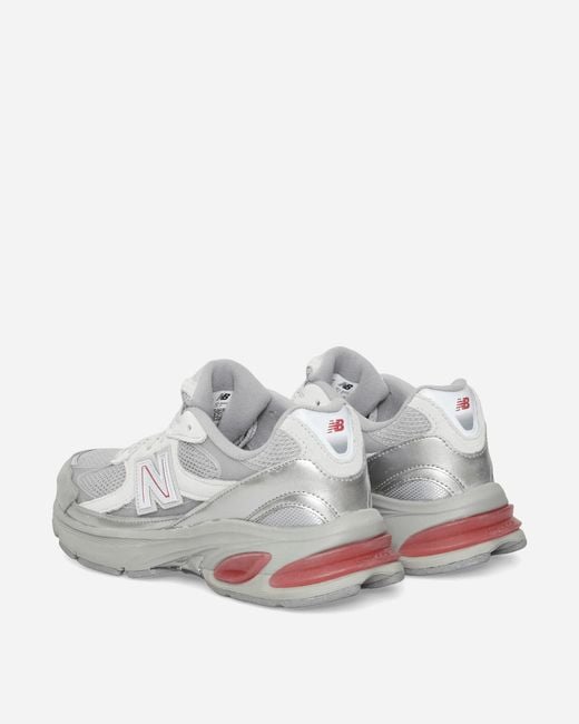 New Balance White 2010 Sneakers Silver Metallic / Team Red for men