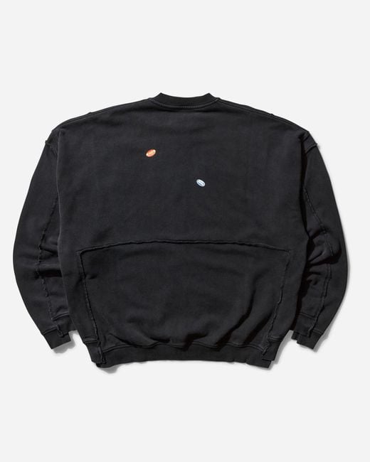 Martine Rose Men S Zip Up Crewneck Sweatshirt Washed in Black for
