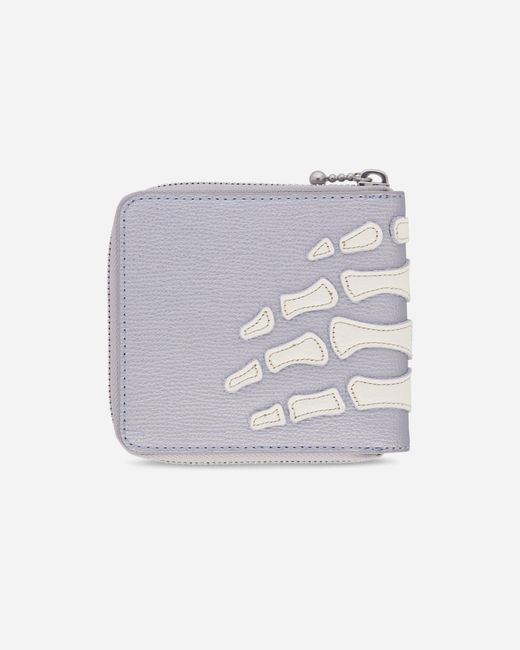 Kapital White Thumb Up Bone Band Zip Wallet Silver for men
