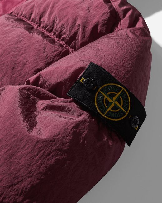 Stone Island Red Nylon Metal Hooded Down Jacket Rose Quartz for men