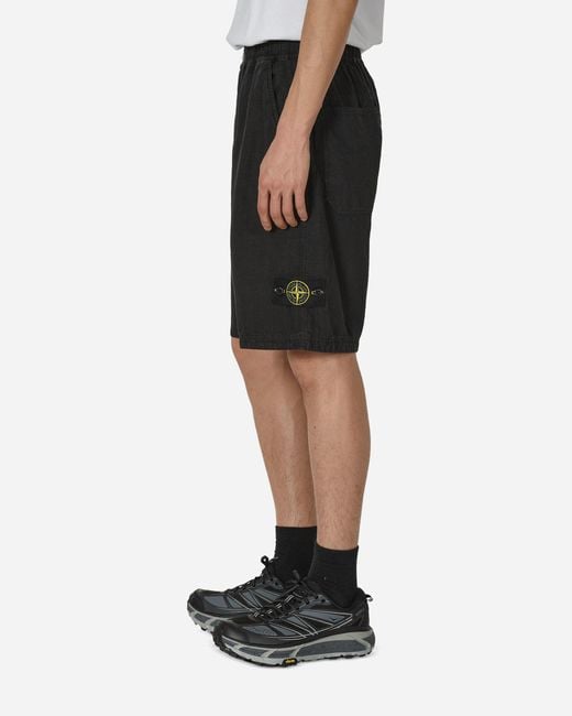 Stone Island Black Lino Nylon Tela-tc Shorts for men