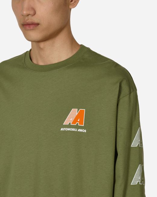 Automobili Amos Green Aa Logo Longsleeve T-Shirt Army for men