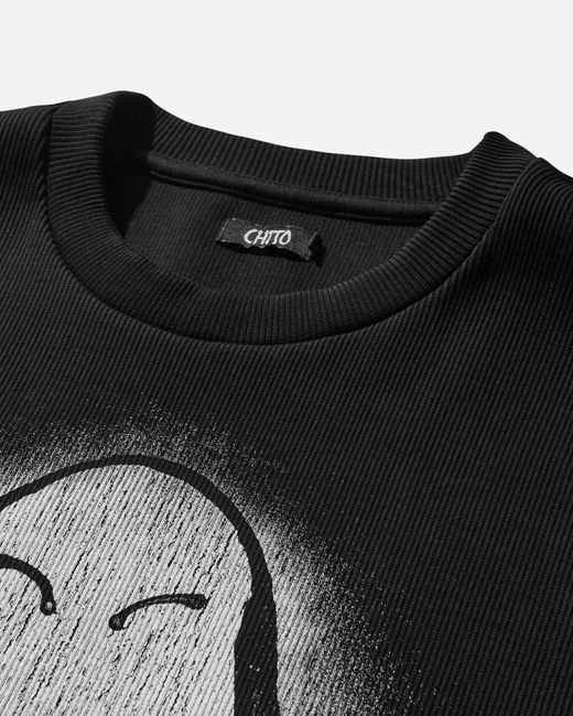 Chio Black S Heart Eye Pup Ribbed T-Shirt for men