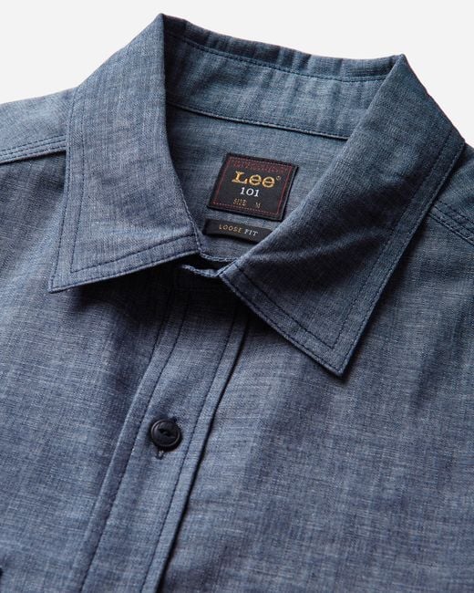 Lee Jeans Blue Men S 101 Heritage Workwear Relaxed Shirt Dry for men