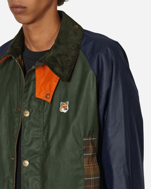 Barbour Maison Kitsuné Beaufort Patchwork Wax Jacket Multicolor in