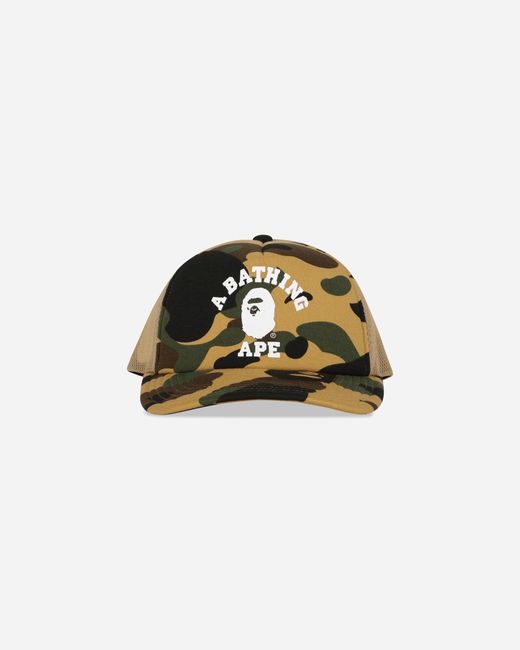 A Bathing Ape Yellow 1st Camo College Mesh Cap for men