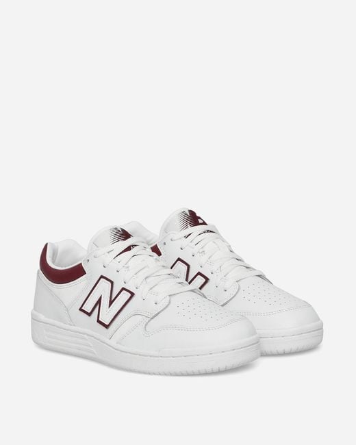 New Balance White 480 Sneakers / Burgundy for men