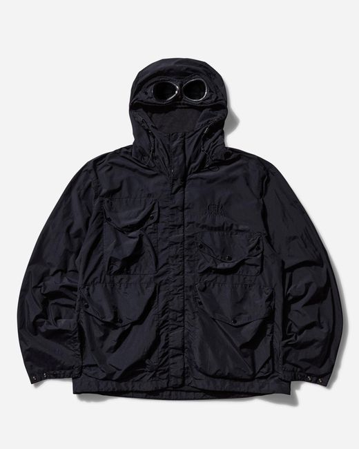 C P Company Black Men S Flatt Nylon goggle Jacket Total Eclipse for men