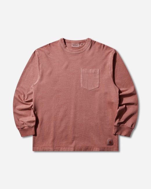 Carhartt Pink Torion Pocket Longsleeve T-Shirt Marsala (Grind Washed) for men