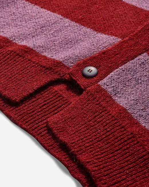 No Problemo Red Striped Mohair Oversized Cardigan Burgundy for men