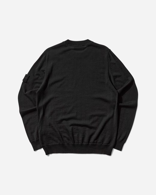 Stone Island Black Men S Ghost Pure Light Wool Crewneck Sweater for men