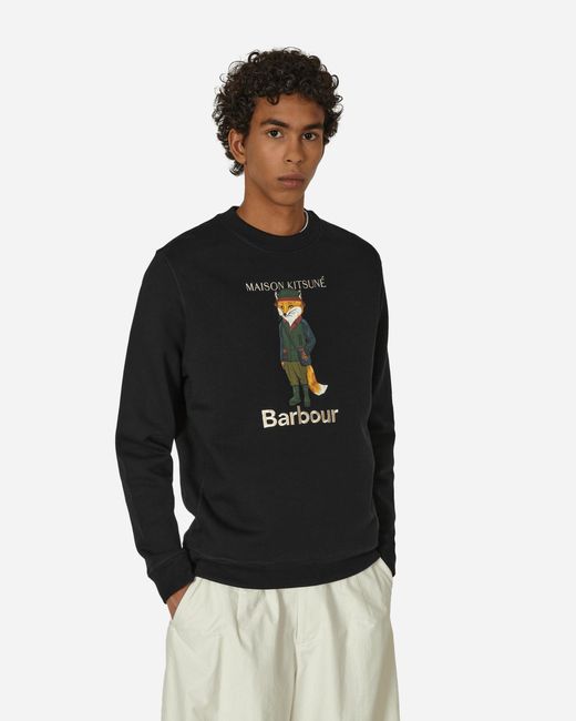 Barbour Maison Kitsuné Fox Beaufort Sweatshirt in Black for Men | Lyst