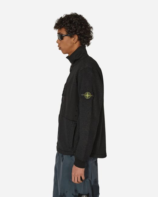 Stone Island Black Cotton Fleece Jacket for men