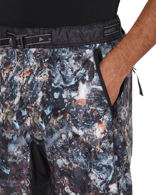 And Wander Black Stone Printed Ripstop Pants for men
