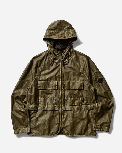 C P Company Green Men S Rafia Zip Hooded Jacket Thyme for men