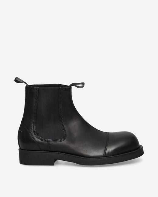 MM6 by Maison Margiela Black Leather Biker Chelsea Boots for men