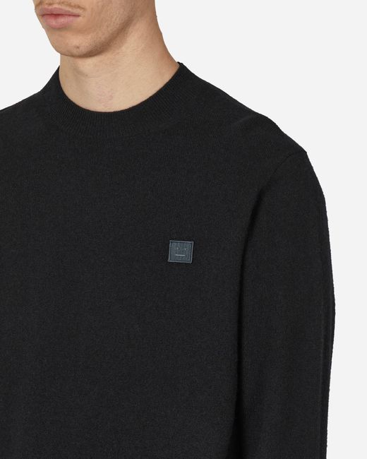 Acne Black Face Logo Crewneck Sweater for men