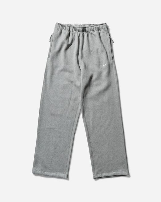 Nike Gray Men S Solo Swoosh Open Hem Fleece Sweatpants Dark Grey Heather for men