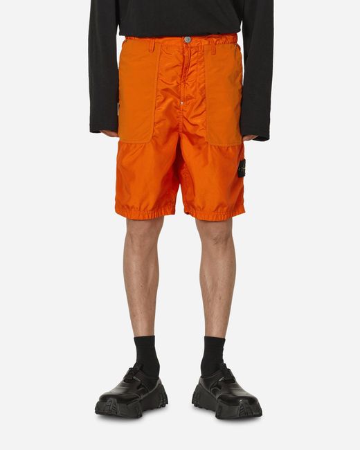 Stone Island Orange Garment Dyed Polyester Shorts for men