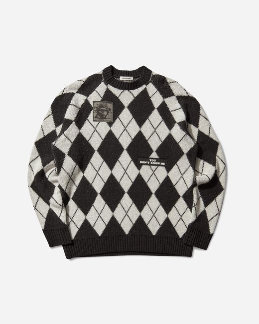 Undercover Black Men S Patches Argyle Sweater for men