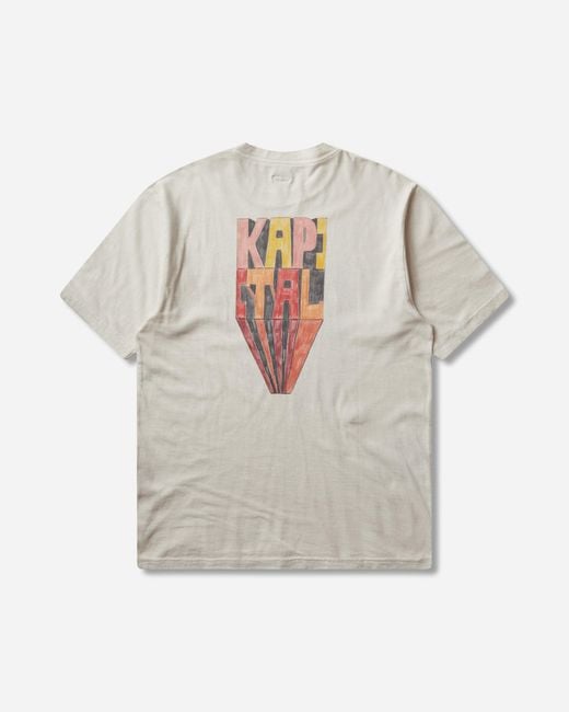 Kapital White 20/-Jersey Crew T-Shirt (Analog Piano Ecru for men