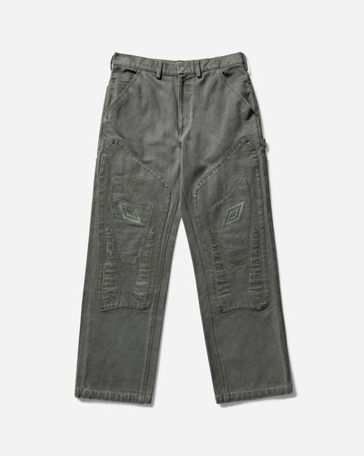Umbro Gray Men S Shinguard Canvas Pants Dark Olive for men